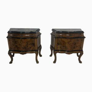 Mid-Century Italian Marble Top Nightstands, 1950s, Set of 2