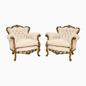 Juego de butacas francesas de madera dorada, años 30