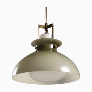 Vintage Deckenlampe aus Messing & Glas, Italien, 1960er