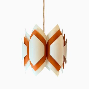 Hanging Lamp Ballet in Orange & White by Lars Schiøler for P.J. Høyrup