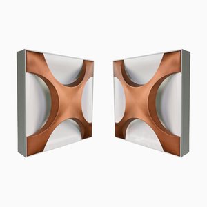 Cross Oyster Wall Sculpture Lights by Rolf Krüger for Staff Leuchten, 1968, Set of 2