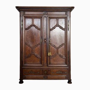 Antique Cabinet in Oak, Lorraine, 1780, Set of 2