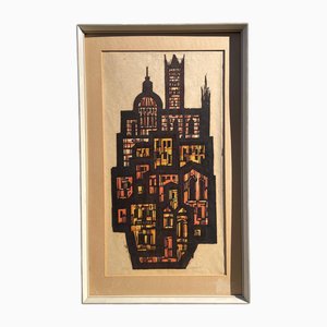 Akke Sins, Cityscape, Lithograph, 1960s