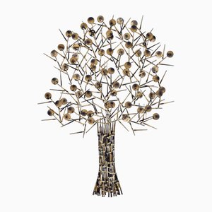 Large Brutalist Torch Cut Metal Nail Tree Sculpture from Marc Creates