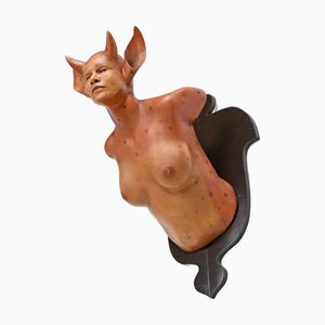 Daniel Painter, Wall Mounted Fantasy Creature Female Bust Sculpture, Fiberglass and Bondo Over Foam