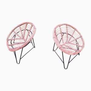 Mid-Century Pod Chairs aus Bambus & Eisen, 1960er, 2er Set