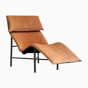 Fauteuil Postmoderne Skye Relax en Cuir Patiné Marron Cognac par Tord Björklund pour Ikea, Suède, 1970s