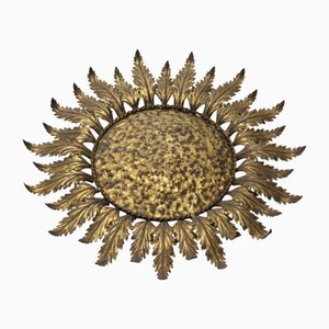 Vergoldete Sun Wand- oder Deckenlampe, Frankreich, 1950er