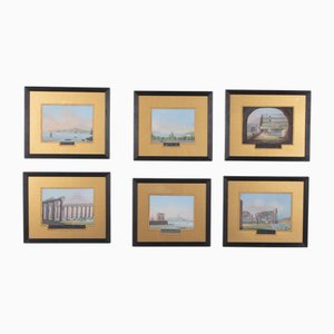 Grand Tour Szenen, 19. Jh., Gouachen, 6 . Set