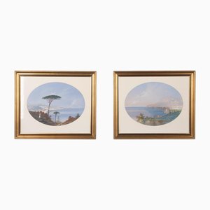 Naples, 1820, Gouachen, Gerahmt, 2er Set