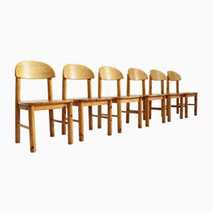 Vintage Dining Chairs in Pine attributed to Rainer Daumiller, 1970s, Set of 6