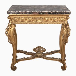 Tischplatte aus vergoldetem Holz & Marmorplatte, 1780er