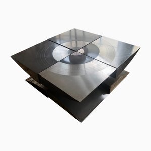Brutalist Table on Polished Stainless Steel, 1960s