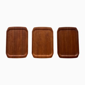 Vassoi Stabil Mid-Century moderni in teak di Langva, anni '60, set di 3