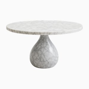Round White Carrara Marble Coffee Table by Andrea Grasso