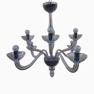 Lampadario a 8 luci in vetro di Murano di De Majo, Venezia, Italia, anni '80