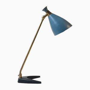 Midcentury Modern Teal Blue Diablo Table Lamp from Solbergs Fabrikker, 1950s