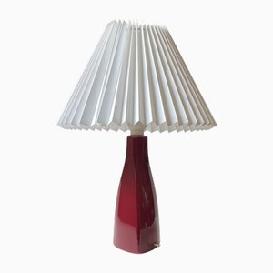 Midcentury Modern Danish Ceramic Table Lamp in Burgundy Glass by Nordisk Solar, 1970s
