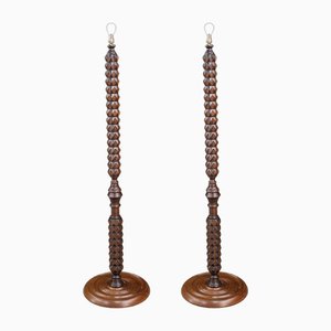 Lampada da terra vintage in quercia, Francia, anni '40