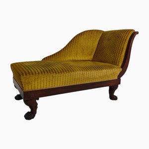 Chaise longue Impero in mogano con zampe di leone intagliate