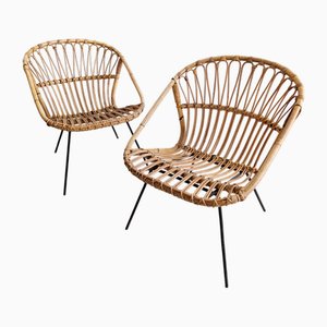 Set of Rattan Lounge Chairs, 1960s