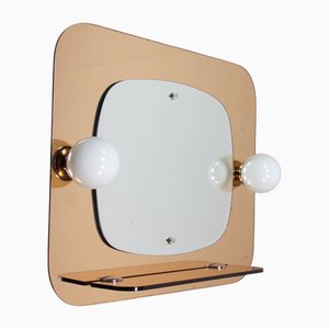 Spiegel mit Zwei Wandlampen, 1970er