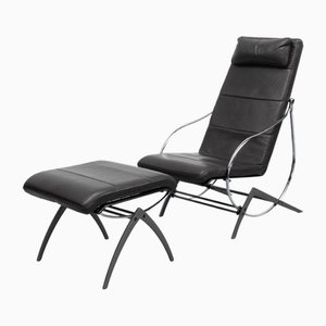 Set of Smirne Chaise Longue and Ottoman by Gianfranco Gualtierotti for Zanotta, 1980s