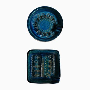 Rimini Blue Series Ashtrays by Aldo Londi for Bitossi, 1970s, Set of 2