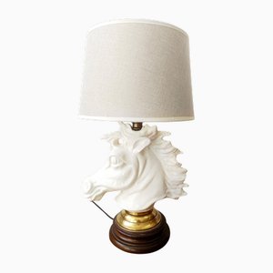 Art Deco Crackled Ceramic Horse Lamp, 1950s