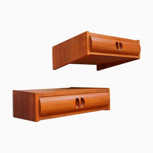 Wall-Hanging Bedside Tables with Hollow Handles, 1960s, Set of 2