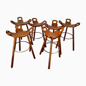 Brutalist Spanish Marbella Bar Stools, 1960s, Set of 6