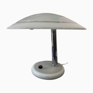 Lampada da scrivania Incalmato in vetro bianco intrecciato e metallo cromato di Vistosi Murano per Vistosi, 1986