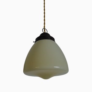 Scandinavian Art Deco Opaline Glass Pendant Lamp, 1930s