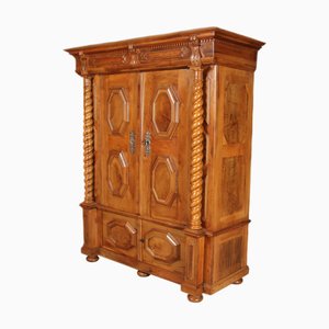 Meuble Baroque Antique en Noyer avec Colonnes Tire-Bouchon, 1690