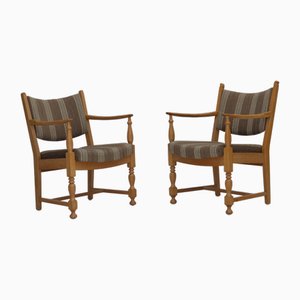 Poltrone in lana, legno di quercia, Scandinavia, anni '70, set di 2