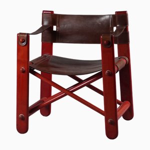 Bardella Stuhl aus Holz & Leder von Umberto Brandigi für Poltronova, 1967