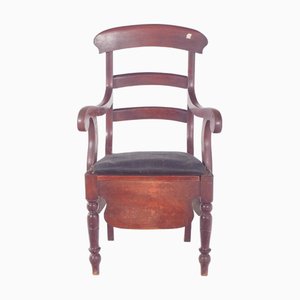 Black Upholstered Potty Chair, 19th Century