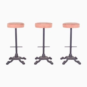 Grands Tabourets de Bar Mid-Century en Fer, 1960s, Set de 3