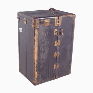 Antique Holdall Covered in Black Leather, 1890s