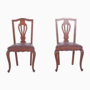 Sedie con pelle goffrata, anni '50, set di 2