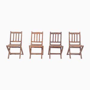 Sedie pieghevoli in legno, 1950, set di 4