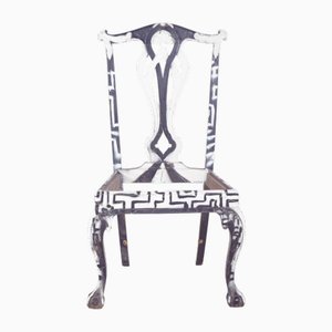Chaise Peinte en Noir et Blanc par Francisco Camilo, Portugal, 1950s
