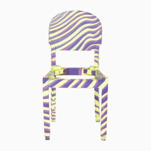 Portuguese Painted Chair Zebra by Francisco Camilo, 1950s