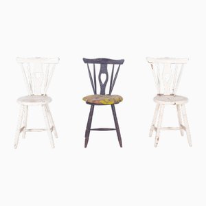 Portuguese Three Chairs with Codtail Backs, 1950s, Set of 3