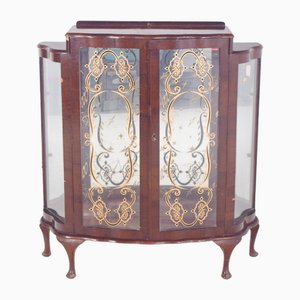 Portugiesischer Vitrinenschrank mit vergoldetem Glas, 1890er