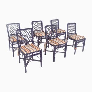 Portuguese Braided Wicker Dining Chairs, 1980s, Set of 6