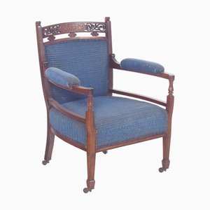 English Ladys Chair in Blue Upholstery