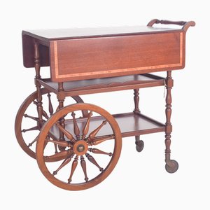 Chariot à Thé Mid-Century en Acajou avec Rabats Latéraux, 1940s