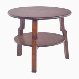 Portuguese Rustic Round Oak Coffee Table, 1950