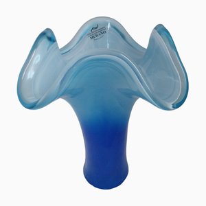 Blaue Vintage Murano Glasvase, 1970er
